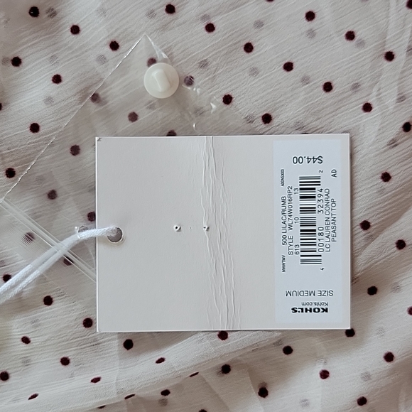 LC Lauren Conrad Ivory And Dark Red Polka Dots Blouse - Picture 5 of 5